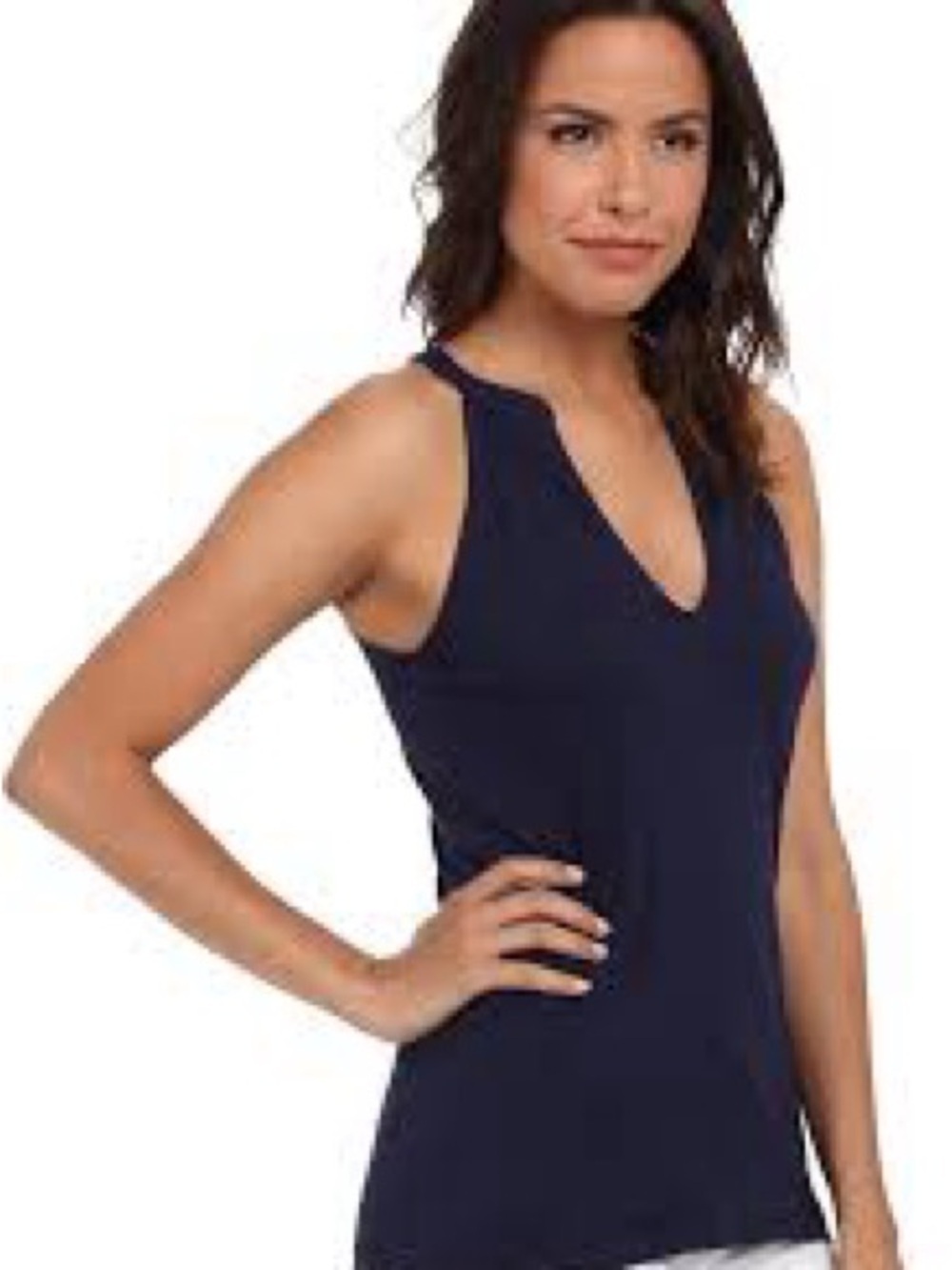Lilly Pulitzer Arya Navy Cotton Tee with Gold Logo. XS